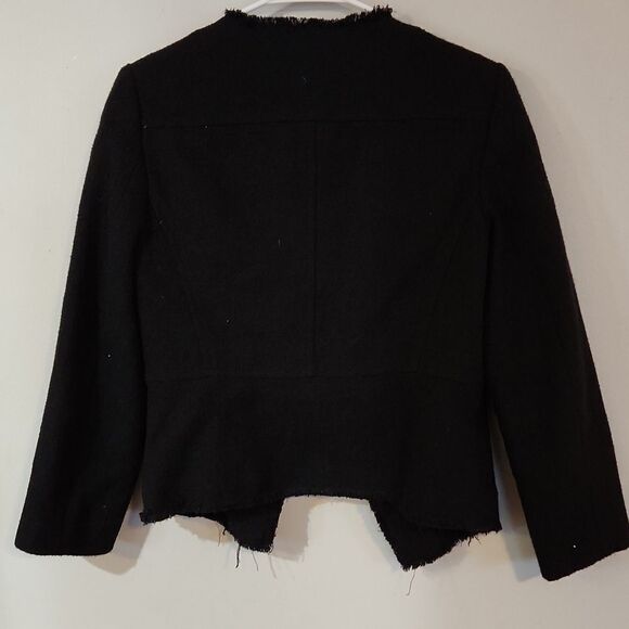 Loft size 4 blazer jacket loft outlet open cardigan coat knit woven tweed frayed - Picture 3 of 8